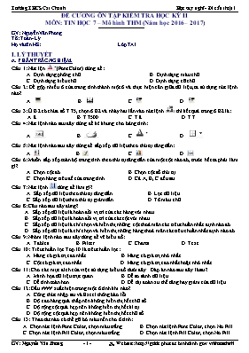 Đề cương ôn tập kiểm tra học kỳ II môn Tin học Lớp 7 - Năm học 2016-2017